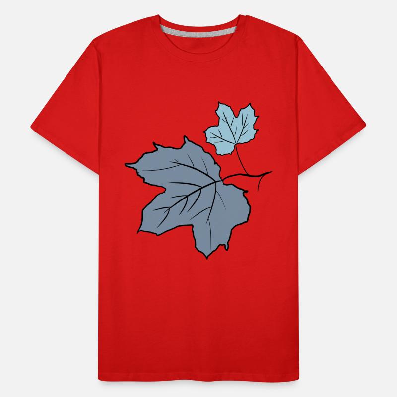 Maple Leaf / Maple Leaves Drawing. Yellow, green. Men's Premium Organic T-Shirt