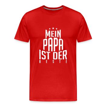 Mein Papa ist der Beste | Papa - Männer Premium Bio T-Shirt - Rot - Vorne - Damien (186cm)