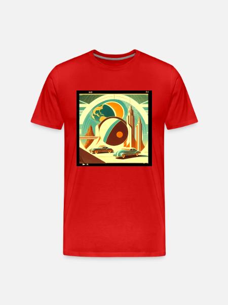 Imaginary retro planet - Men's Premium Organic T-Shirt - red