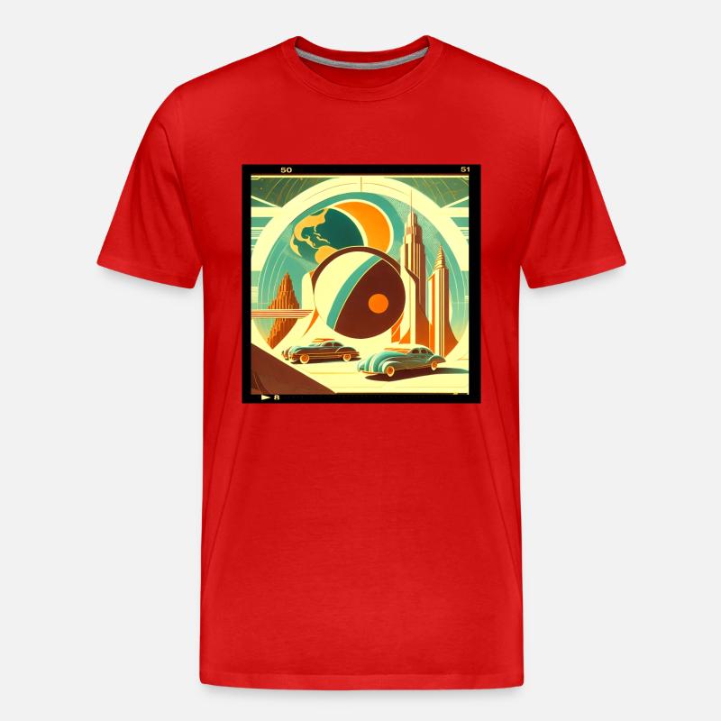 Imaginärer Retro-Planet - Männer Premium Bio T-Shirt - Rot