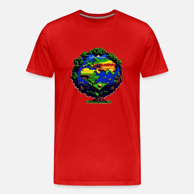 Die Erde in Pixelkunst - Männer Premium Bio T-Shirt - undefined