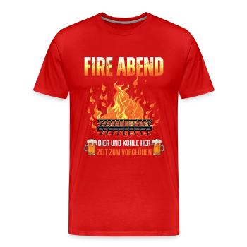 Grillmeister BBQ Feierabend Grill Chef Holzkohle - Männer Premium Bio T-Shirt - Rot - Vorne - Damien (186cm)