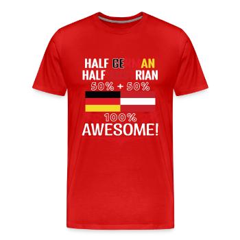 Mi-allemand, mi-autrichien - T-shirt bio Premium Homme - rouge - Devant - Damien (186cm)