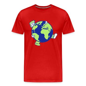 erde planet welt kugel rund gross riesig tragen sc - Männer Premium Bio T-Shirt - Rot - Vorne - Damien (186cm)