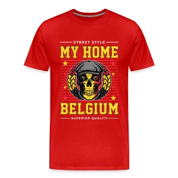 Ma Belgique d’origine - T-shirt bio Premium Homme - rouge - Devant - Damien (186cm)