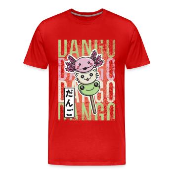 Dango Kawaii axolotl cat frog - Men's Premium Organic T-Shirt - red - Front - Damien (186cm)