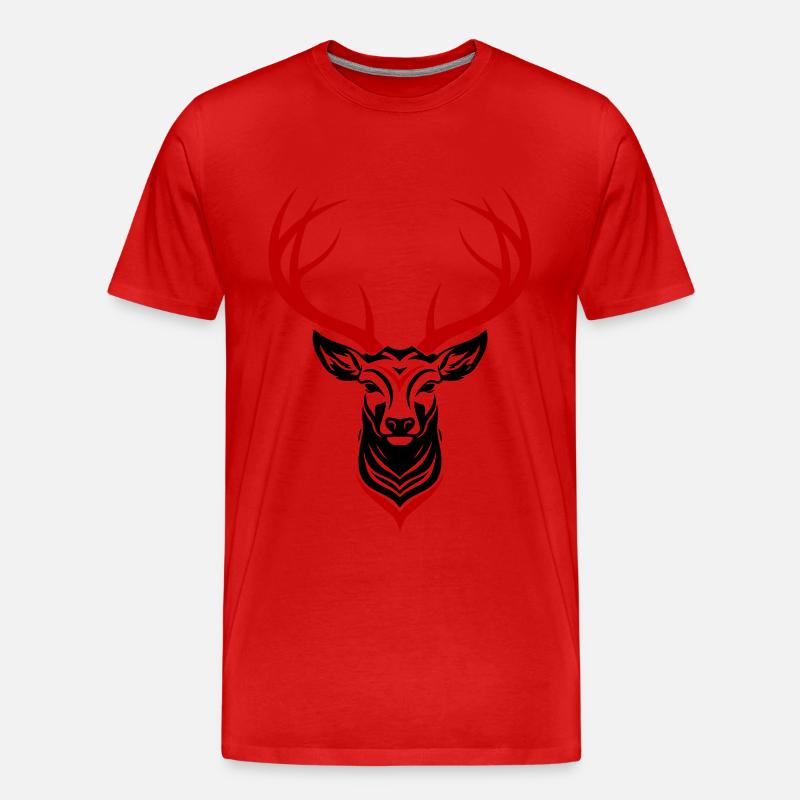 Hirsch Kopf - Männer Premium Bio T-Shirt - Rot