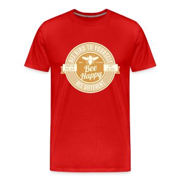 Bee happy - Bee kind to yourself - Bee strong - Männer Premium Bio T-Shirt - Rot - Vorne - Damien (186cm)