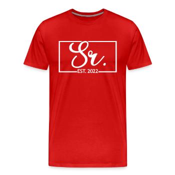 Sr. Est. 2022 Fiançailles pour la fête de mariage du marié - T-shirt bio Premium Homme - rouge - Devant - Damien (186cm)