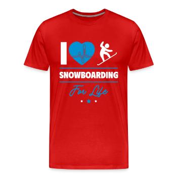 Le snowboard pour toujours – une pure passion - T-shirt bio Premium Homme - rouge - Devant - Damien (186cm)