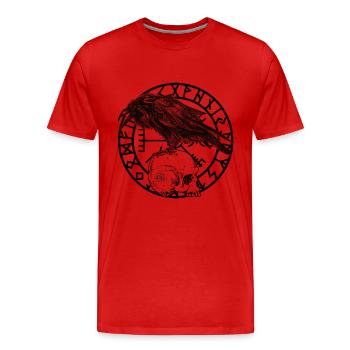Skull Vegvisir - Männer Premium Bio T-Shirt - Rot - Vorne - Damien (186cm)