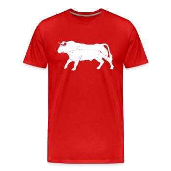 Bull Bovine Art Silhouette Wildtierliebhaber - Männer Premium Bio T-Shirt - Rot - Vorne - Damien (186cm)