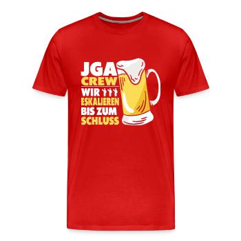 JGA Crew Wir Eskalieren Bis Zum Schluss Gruppen - Männer Premium Bio T-Shirt - Rot - Vorne - Damien (186cm)