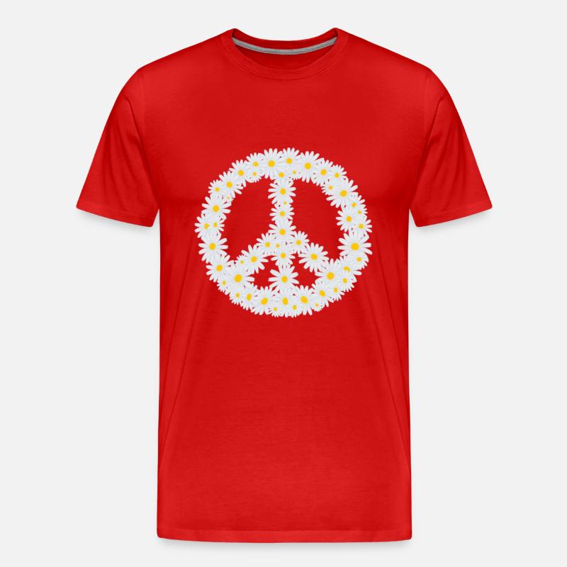 Gänseblümchen-Friedenszeichen - Männer Premium Bio T-Shirt - Rot