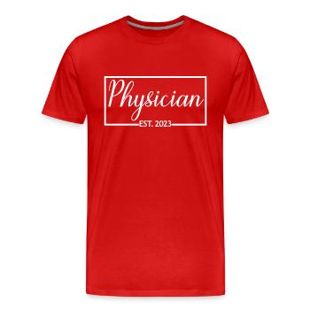 Physician Est. 2023 Graduated Physician Student - Men's Premium Organic T-Shirt - red - Front - Damien (186cm)