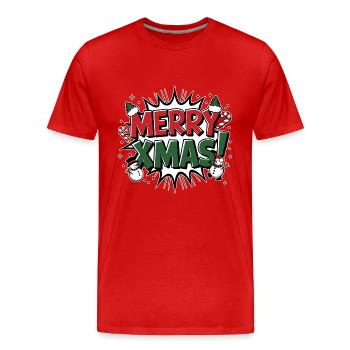 Merry Xmas Christmas Snowman Gift Snow - Men's Premium Organic T-Shirt - red - Front - Damien (186cm)