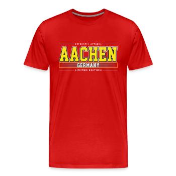 Aachen - Men's Premium Organic T-Shirt - red - Front - Damien (186cm)