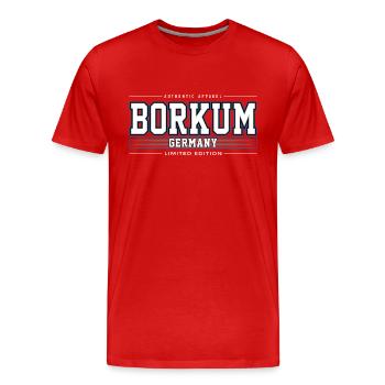 Borkum - Men's Premium Organic T-Shirt - red - Front - Damien (186cm)