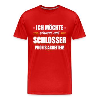 Einmal Mit Schlosser Profis Arbeiten Bauschlosser - Männer Premium Bio T-Shirt - Rot - Vorne - Damien (186cm)