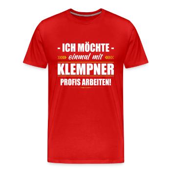 Einmal Mit Klempner Profis Arbeiten Heizungsbauer - Männer Premium Bio T-Shirt - Rot - Vorne - Damien (186cm)