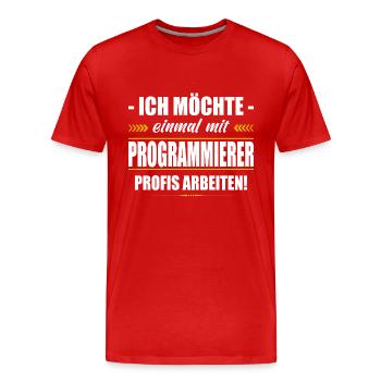 Einmal Mit Programmierer Profis Arbeiten - Männer Premium Bio T-Shirt - Rot - Vorne - Damien (186cm)