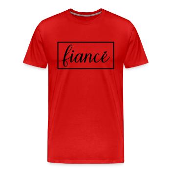 Fiancé Matching Engagement Gift Groom’s Mariage du marié - T-shirt bio Premium Homme - rouge - Devant - Damien (186cm)
