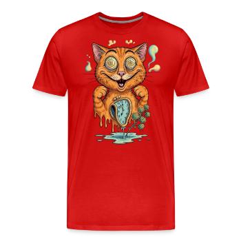 Surreal Cat Dream - Men's Premium Organic T-Shirt - red - Front - Damien (186cm)