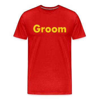 Groom - Men's Premium Organic T-Shirt - red - Front - Damien (186cm)