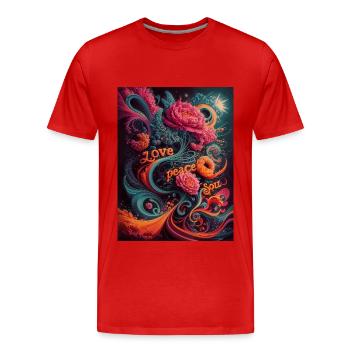 psychedelic hippies design 70th - T-shirt bio Premium Homme - rouge - Devant - Damien (186cm)