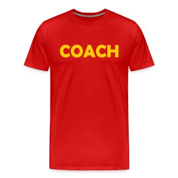 Coach - Men's Premium Organic T-Shirt - red - Front - Damien (186cm)