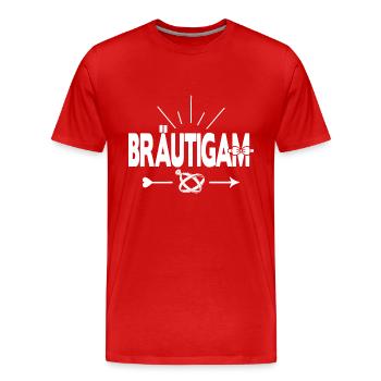 Bräutigam Hochzeit Heirat Kostüm Gruppenoutfit - Männer Premium Bio T-Shirt - Rot - Vorne - Damien (186cm)