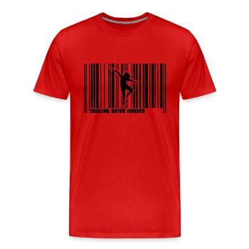 barcode dancer twirling baton1 - Men's Premium Organic T-Shirt - red - Front - Damien (186cm)
