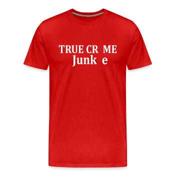 TRUE CRIME: True crime junkie - Men's Premium Organic T-Shirt - red - Front - Damien (186cm)