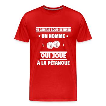 un homme qui joue à la pétanque - T-shirt bio Premium Homme - rouge - Devant - Damien (186cm)
