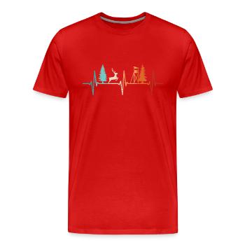 Jagd Herzschlag Jäger Förster Jagdschein Rotwild - Männer Premium Bio T-Shirt - Rot - Vorne - Damien (186cm)