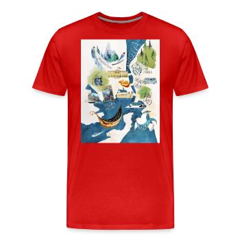 Illustriere Stadtkarte von Oslo als Souvenir - Männer Premium Bio T-Shirt - Rot - Vorne - Damien (186cm)