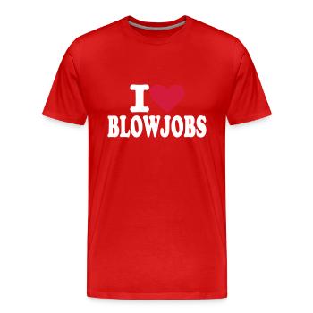 Blowjobs - Sex - Men's Premium Organic T-Shirt - red - Front - Damien (186cm)
