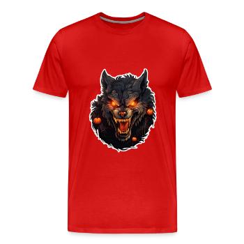 Loup-garou avec Halloween - T-shirt bio Premium Homme - rouge - Devant - Damien (186cm)