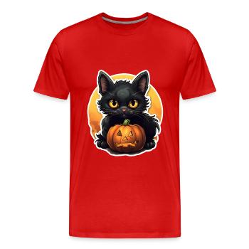 Gueule de bois d’Halloween à la citrouille - T-shirt bio Premium Homme - rouge - Devant - Damien (186cm)
