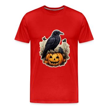 Krähe mit Kürbis Halloween 3 - Männer Premium Bio T-Shirt - Rot - Vorne - Damien (186cm)