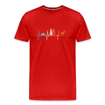 Jagd Herzschlag Jäger Förster Jagdschein Rotwild - Männer Premium Bio T-Shirt - Rot - Vorne - Damien (186cm)