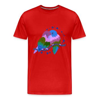 Birds in Love - Men's Premium Organic T-Shirt - red - Front - Damien (186cm)