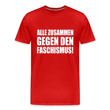 alle zusammen gegen den faschismus - Männer Premium Bio T-Shirt - Rot - Vorne - Damien (186cm)