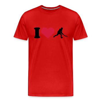 Hockey - Männer Premium Bio T-Shirt - Rot - Vorne - Damien (186cm)