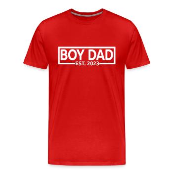 Boy Dad Est. 2023 Baby Shower Pregnancy Reveal - Men's Premium Organic T-Shirt - red - Front - Damien (186cm)