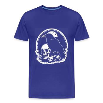 Black Mystic Raven with Skull Skull - Men's Premium Organic T-Shirt - royal blue - Front - Damien (186cm)