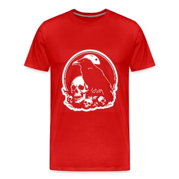 Black Mystic Raven with Skull Skull - Men's Premium Organic T-Shirt - red - Front - Damien (186cm)