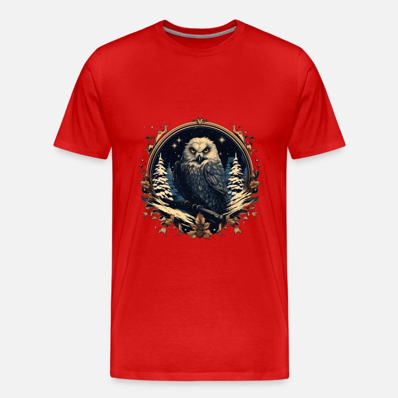 Magische Eule - Männer Premium Bio T-Shirt - Rot