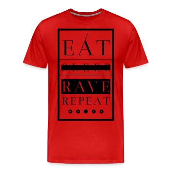 EAT SLEEP RAVE REPEAT - T-shirt bio Premium Homme - rouge - Devant - Damien (186cm)