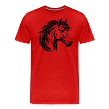 Portrait de cheval - T-shirt bio Premium Homme - rouge - Devant - Damien (186cm)